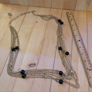Elegant Gold and Black Beaded Necklace Costume Jewelry